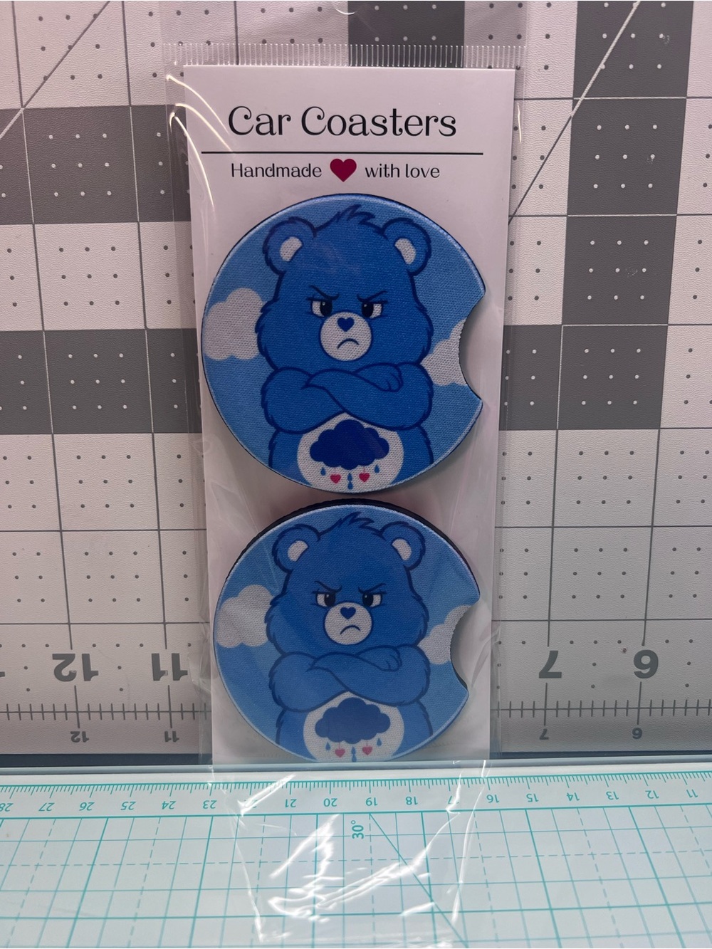 Grumpy care bear car coasters